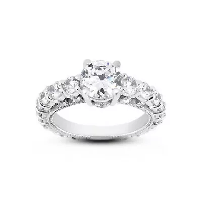 3.59 CT E SI2 Round Natural Diamonds 14K Gold Vintage Style Accent Ring • $3891.60