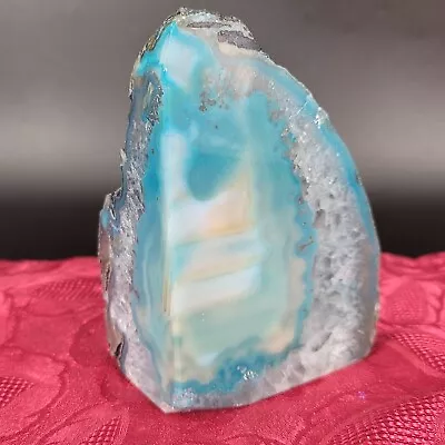 Agate Geode Blue Bookend 1lb 8oz  One Piece Made In Brazil • $18.80