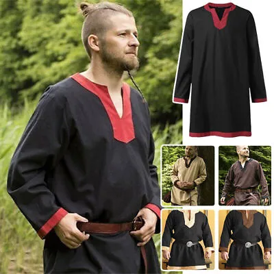 Knight Medieval Halloween Costume For Men Shirt Viking Pirate Cosplay Clothing • $19.57