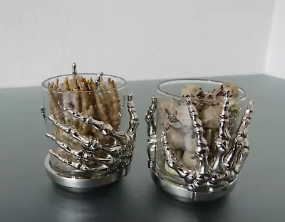 $20 • Buy Yankee Candle Co. Metal Skeleton Hands Candle Votive Repurpose Skull Holder