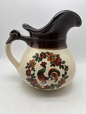 Vtg McCoy Pottery Ceramic Water Pitcher #7525 USA 6.5” Tall Rooster Floral • $14.99