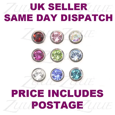 £2.90 • Buy SPARE PIERCING BALLS 1.6mm JEWELLED 9 COLOURS LIP LABRET BELLY NAVAL BAR BODY
