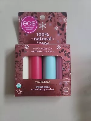 EOS 100% Natural & Organic Lip Balm Sticks Lip Care Variety Pack Of 4 NEW • $6.99