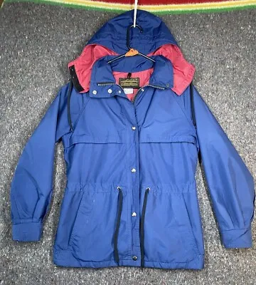 Eddie Bauer Gore-Tex Jacket Womens Small Blue Red Water Resistant Hooded Vintage • $36