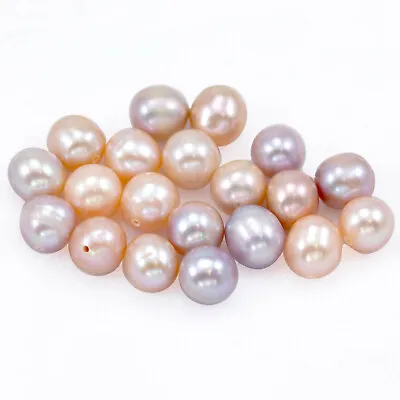 10x 7mm Mauve Dusty Peach Pink Half-drilled Near Round Freshwater Pearls A  • £12.80