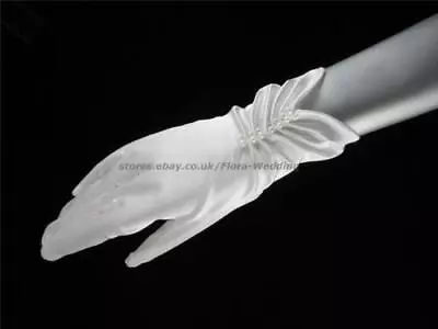 £4.99 • Buy SATIN PROM/FANCY/WEDDING SHORT FINGERED GLOVE,pearls