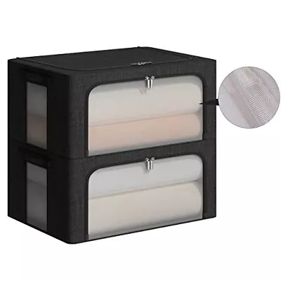 2 Pack Clothes Storage Bins - Foldable Metal Frame Storage Box With Mesh Wind... • $28.33