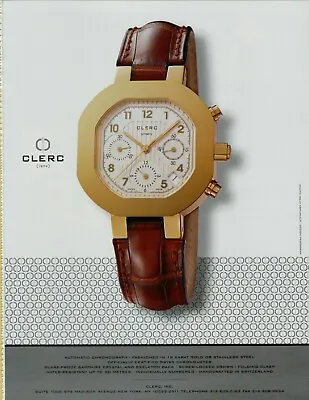 $10.99 • Buy 1999 Clerc Automatic 1874 Chronograph Gold Watch Vintage Print Ad
