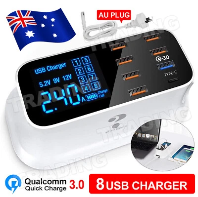 $34.95 • Buy USB Hub Charging Station 8 Port Phone Charger Multi Dock Charger Power Adapter