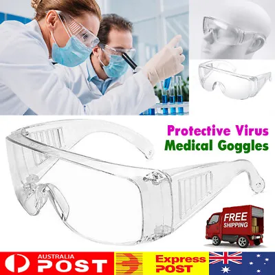 2pcs Clear Safety Goggles Glasses Eye Protection Work Lab Dust Clear Lens • $11.33