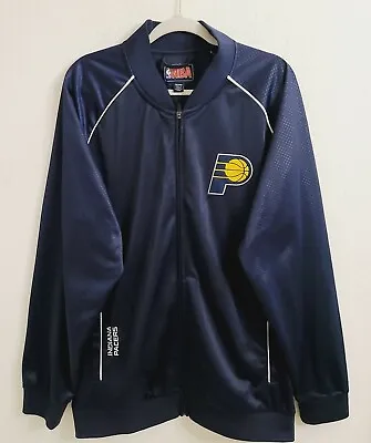 NBA Men Navy Blue Indiana Pacers 2 Pocket Full Zip Up Jacket Sz XXL W/Flaw • $28.99