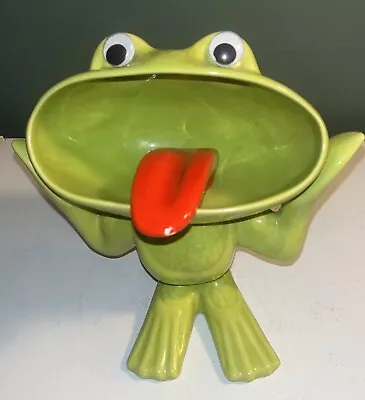 Big Mouth Green Frog 8  Ceramic Vintage • $19.99