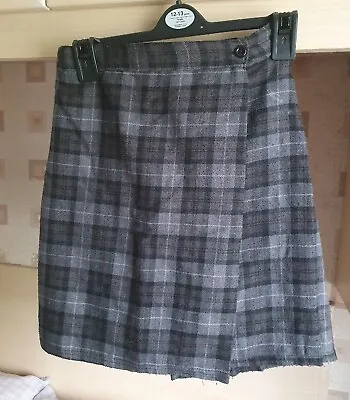 Girls Termtex Grey Tartan Checked Pleated School Skirt Kilt Uniform 7-8 Years • £4.99