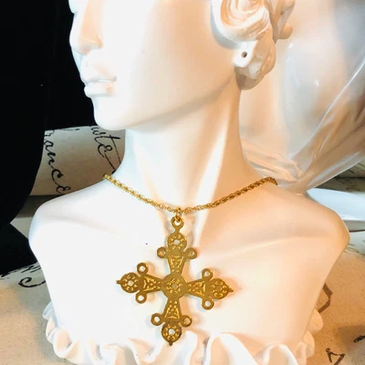 $89.99 • Buy MMA Gold Plated Sterling Silver Large Maltese Cross Gold Fill 22  Chain Necklace