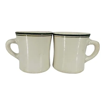 Vintage Victor Restaurant Ware Coffee Cups Green Stripe Heavy Duty Diner England • $24.97