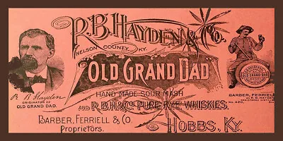 $15.99 • Buy Vintage Old Granddad Hayden Rye Whiskey Label Ad Reproduction Steel Sign 
