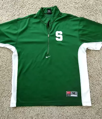 Nike Team Men's M Michigan State Spartans Embroidered 1/2 Zip Green Track Jacket • $23