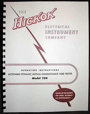 Hickok 750 Mutual Conductance Tube Tester Manual With Tube Data • $15.99