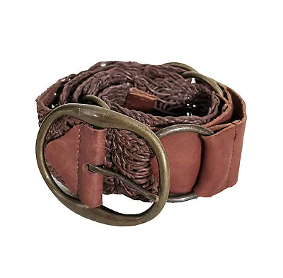 Cabi Leather Brown Braided Boho Metal Ring Western Belt Size M • $29.50