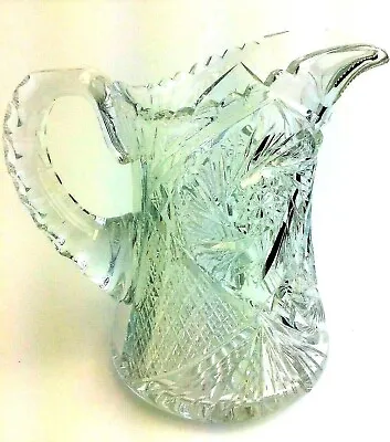 Vintage Used Clear Cut Glass Brilliant Period Water Pitcher Decorative Serving • $92