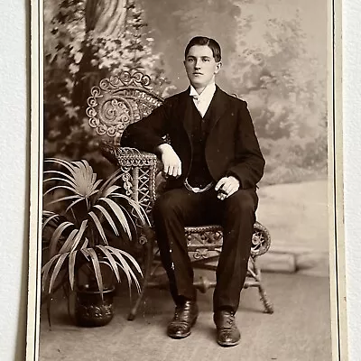 Antique Cabinet Card Photograph Handsome Young Man Holding Cigar Allentown PA • $54.95