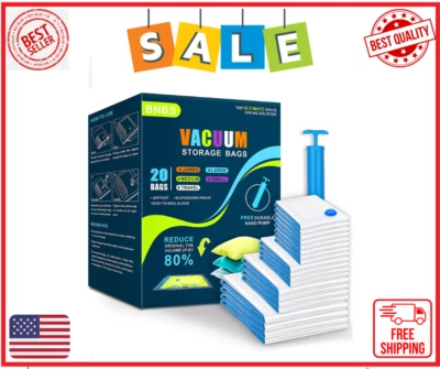 $22.99 • Buy 20 Pack Vacuum Storage Bags, Bnbs Space Saver Bags For Clothes, Vacum Sealer Bag