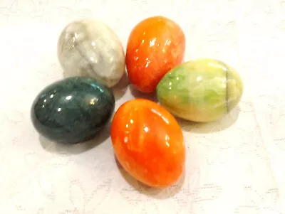 Alabaster Onyx Marble Polished Eggs Red Orange Green Yellow Gray -- Choose One • $2.50