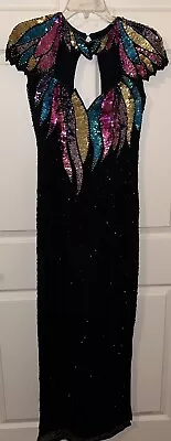 Stunning Silk Beaded Dress By Sean Fab For Formals Proms Mardi Gras Vtg 90’s S • $100