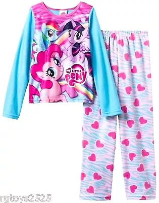 My Little Pony Girls 2 Piece Pajama Set Size 8 10 New Polyester Rainbow Flannel • $24.99