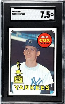 Bobby Cox 1969 Topps Baseball Rookie Card (RC) #237- SGC Graded 7.5 NM+ • $119.95