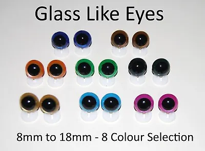 GLASS LIKE EYES - PLASTIC BACKS Teddy Bear Making Soft Toy Doll Animal Craft  • £3.99