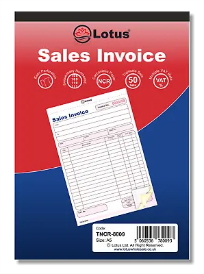 Triplicate Sales Invoice Book NCR Carbonless 50 Sets Serially Number TNCR-8009 • £4.99
