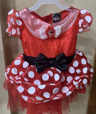 Girl Toddler 2T MINNIE MOUSE Red & White Dots Sparkle TUTU DRESS (D-2) • $8
