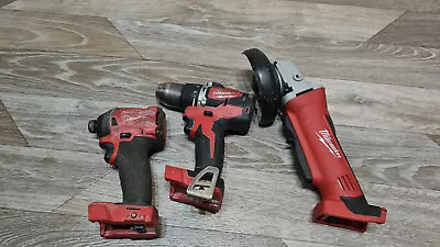 Milwaukee 18V 115mm Angle Grinder HD1  Impact Driver Cordless Hammer Drill Set • £180