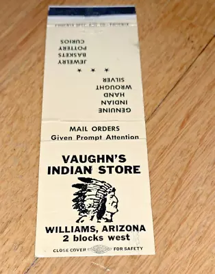 Vintage VAUGHN'S INDIAN STORE Matchbook Cover - WILLIAMS ARIZONA • $9.50