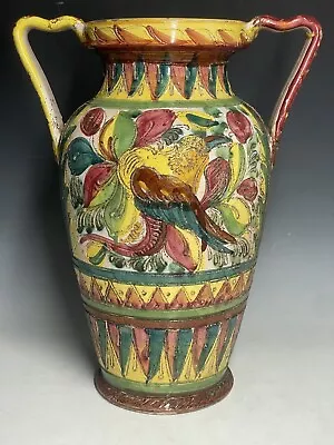 Vintage Italy Sgraffito Urn Vase Collectibles Pottery Ceramic Colorful Italian • $55