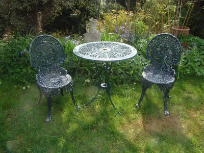 £145 • Buy Bistro Table & 2 Cast Aluminium Garden Chairs Patio Furniture Dining
