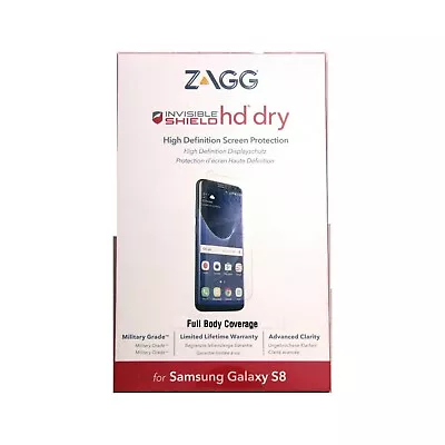 Zagg Invisible Shield Hd Dry For Samsung Galaxy S8 Advanced Clarity Gs8hdf-f00 • $9.06
