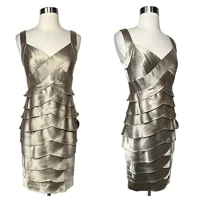 London Times Gold Metallic Bandage Dress Size 4 Women's Cocktail Wedding Formal • $25.87