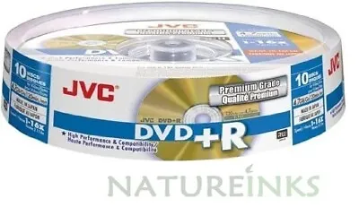 £6.99 • Buy 10 JVC DVD+R 16x PREMIUM Blank Discs 4.7GB 120 Mins Taiyo Yuden VP-R47HGS10