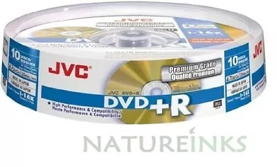 £6.99 • Buy 10 JVC DVD+R 16x PREMIUM Blank Discs 4.7GB 120 Mins Taiyo Yuden VP-R47HGS10