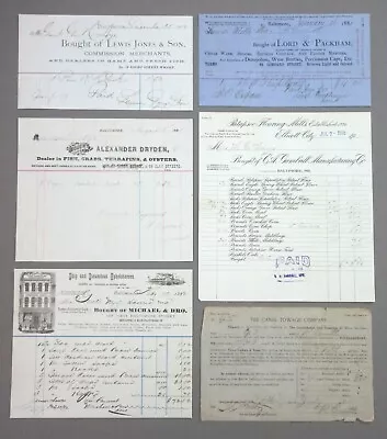 Maryland Ephemera Lot - Various Billheads From Baltimore And Surrounding • $32.99