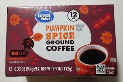 Great Value Pumpkin Spice Ground Coffee K-Cups 12 Count Medium Roast BB Feb 2025 • $12.89