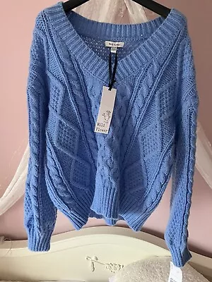 Blue Knit Lightweight Jumper Wild Flower New • £7