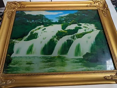 VTG Motion Light Up Frame Moving Waterfall Picture 16x13 Sound WORKS! • $65
