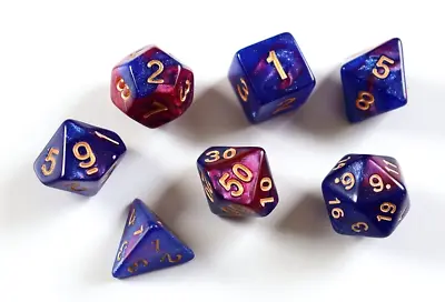 Set Of 7 Dice *DARK BLUE PURPLE STARRY SKY* [Dungeons And Dragons / MTG / RPG] • £3.99