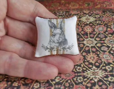  Dollhouse Miniature ~ French 'linen' Bunny ~ Handmade • $10