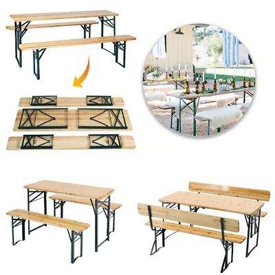 4/6/8/10 Seater Pine Wood Garden Set Folding Outdoor Beer Bistro Dining Party UK • £89.95