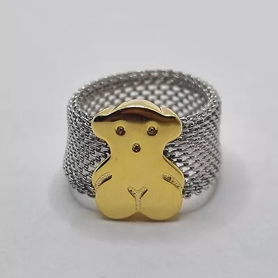 Tous Steel Silver And Gold Tone Mesh Ring 1cm • $59