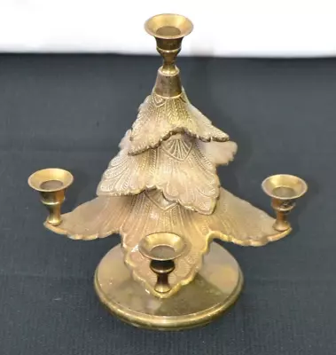 Solid Brass Candelabra Christmas Tree - 5 Candle Holder - Vintage • $29.85